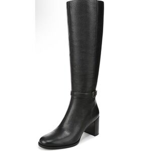 Vionic Valora Wide Calf Black Leather Tall Knee High Block Heel Boots Womens 7 M